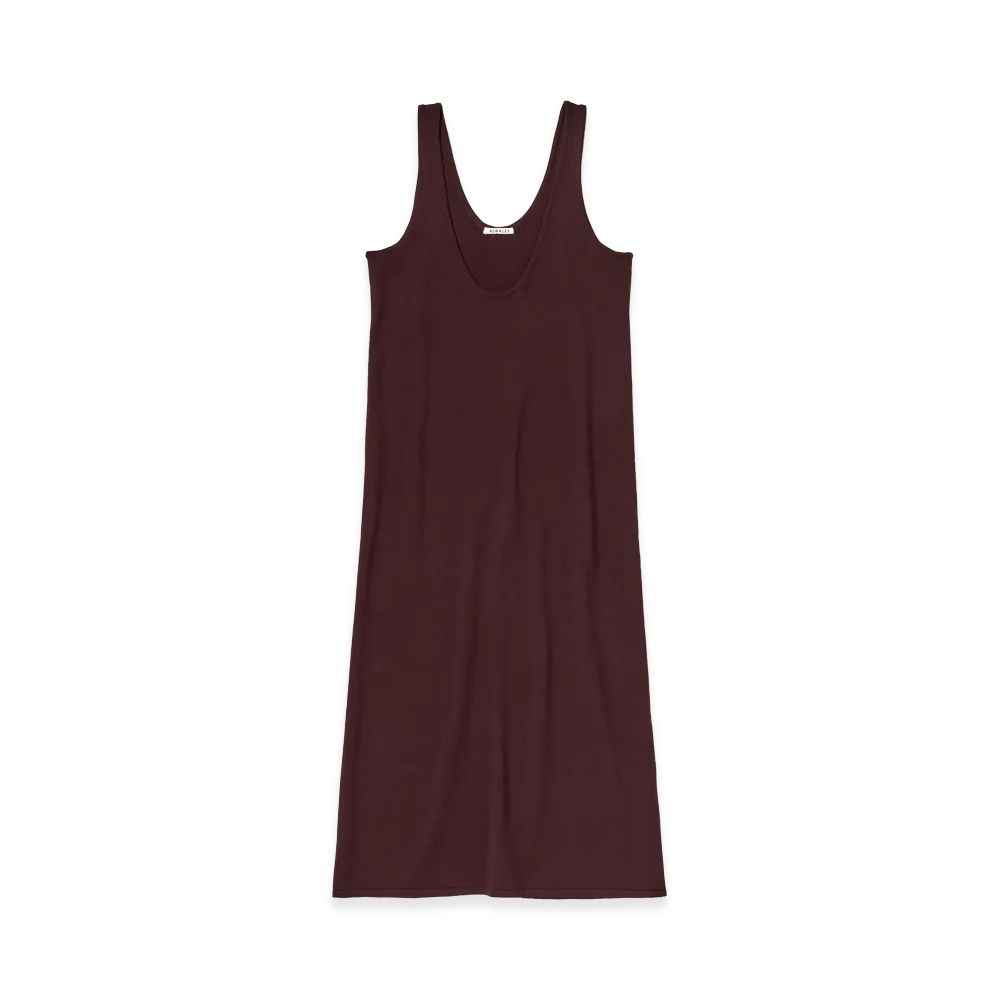 AURALEE Women's High Twist Wool Knit Dress "Red Brown"