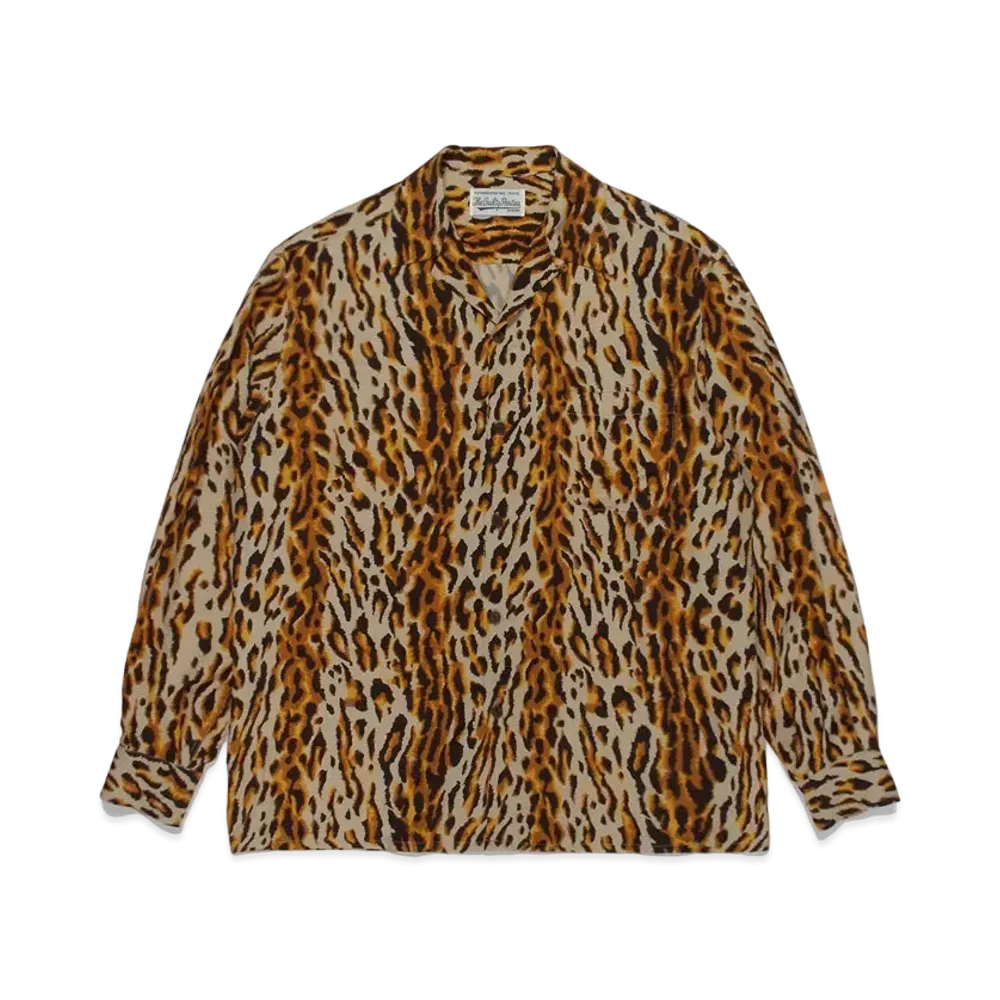 WACKO MARIA Leopard Open Collar Shirt "Brown"