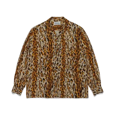 WACKO MARIA Leopard Open Collar Shirt "Brown"