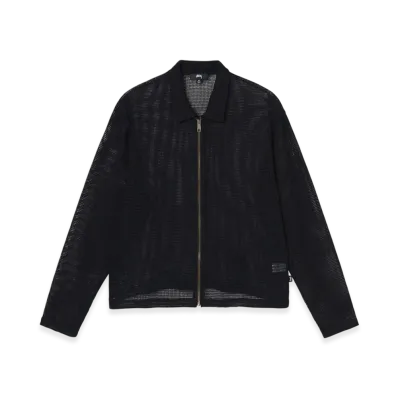 Stussy Cotton Mesh Zip LS Shirt "Black"
