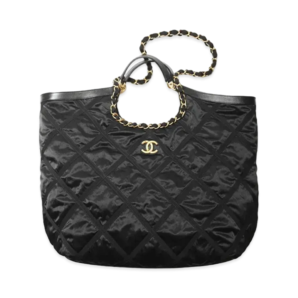 CHANEL Maxi Shopping Bag Nylon & Grogrun "Black"