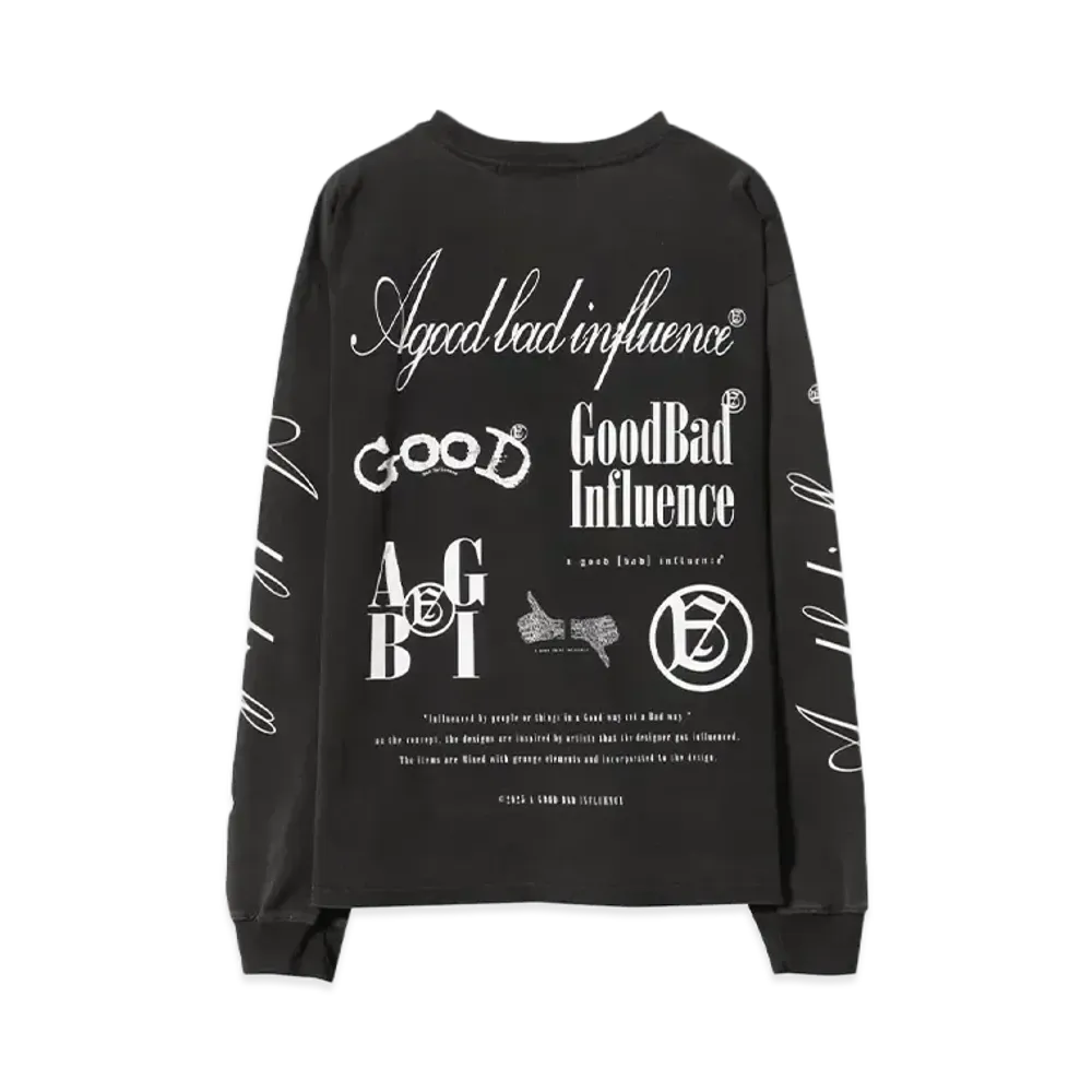 A GOOD BAD INFLUENCE ALL LOGO L/S T-SHIRT "BLACK"