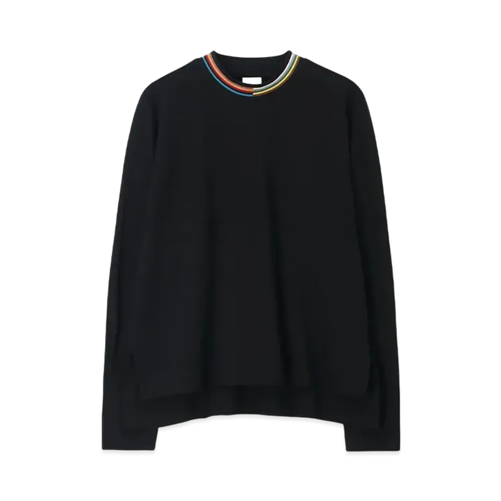 Paul Smith Women's Signature Neck Long Sleeve Cut and Sewn "Black"