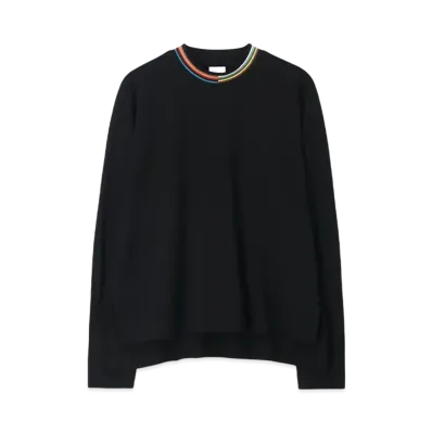 Paul Smith Women's Signature Neck Long Sleeve Cut and Sewn "Black"