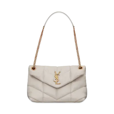Saint Laurent Puffer Small Bag In Quilted Lambskin "Vintage White"