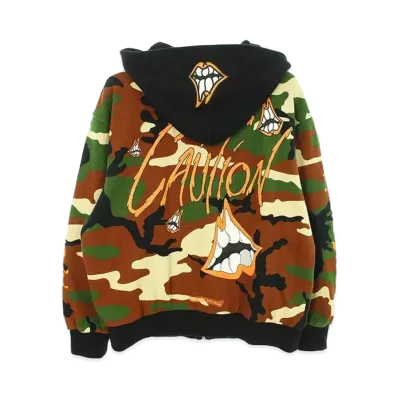 Chrome Hearts PPO Caution HD Zip Matty Boy Print Zip Up Hoodie "Camo"