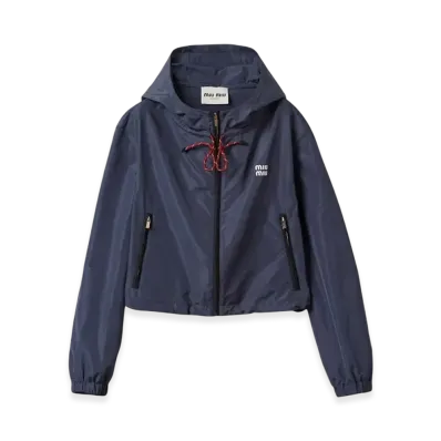 MIU MIU Women's Technical Fabric Blouson Jacket "Navy"