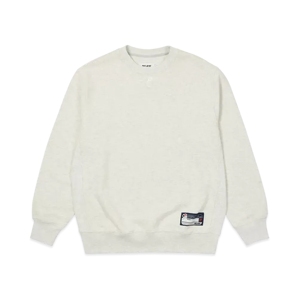 PALACE P NECK CREW "Light Grey Marl"