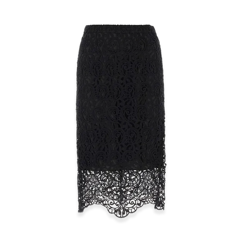 Burberry Women's Macrame Lace Skirt "Black"