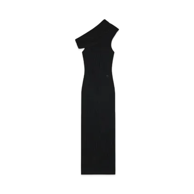 Courreges Twist Rib Knit Long Dress "Black"