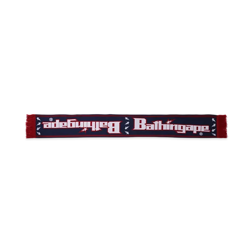 A BATHING APE Bape Logo Jacquard Scarf "Navy"