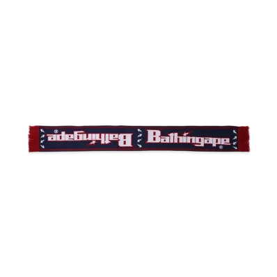 A BATHING APE Bape Logo Jacquard Scarf "Navy"