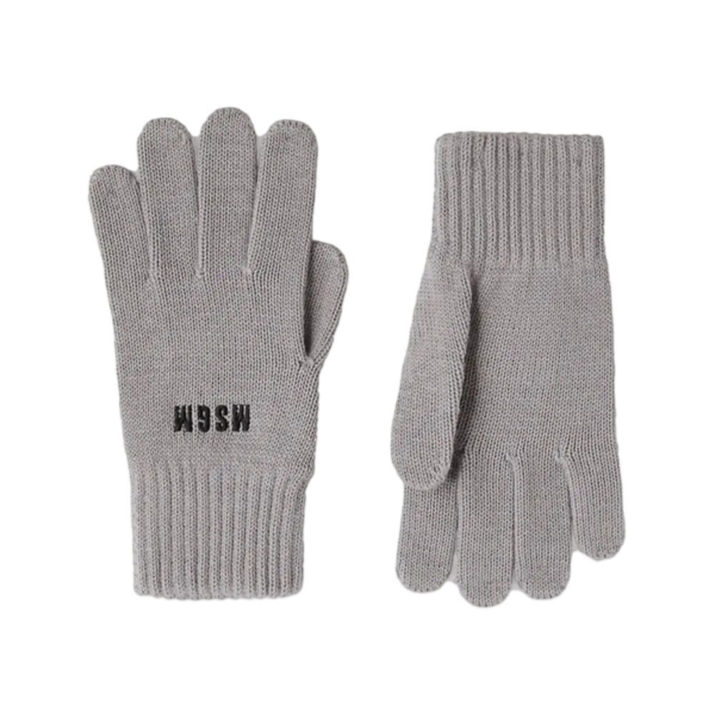 MSGM Blended-Wool Gloves With Impact Logo "Gray"