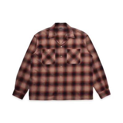 MINEDENIM C.Flannel Ombre Open Collar SH "Red"