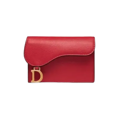Dior Saddle Flip Card Holder "Red"
