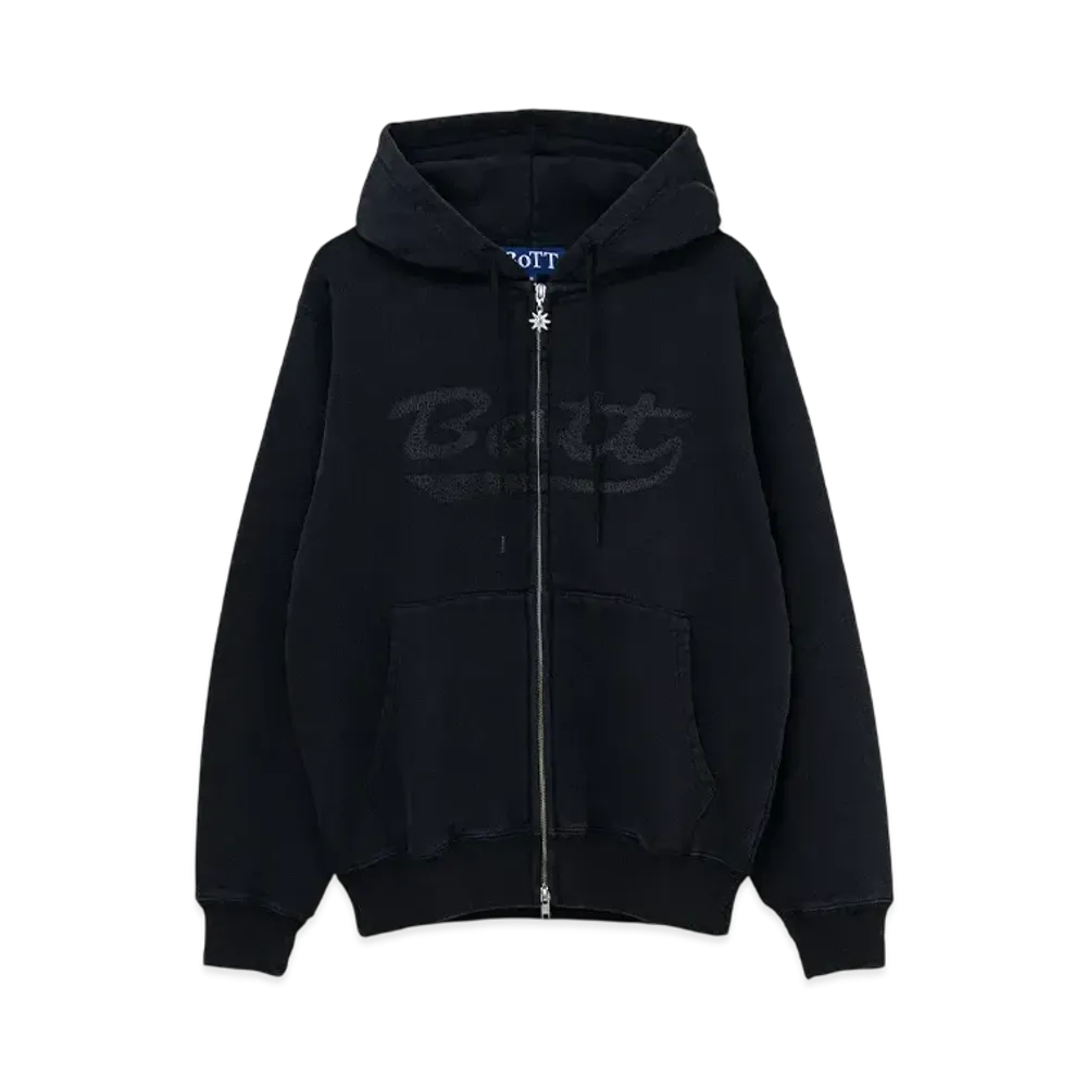 BoTT Washed Script Logo Zip Hoodie "Washed Black"