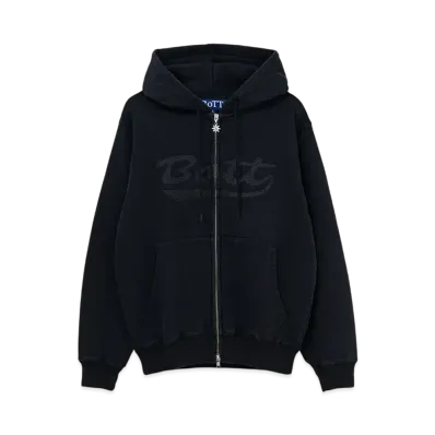 BoTT Washed Script Logo Zip Hoodie "Washed Black"