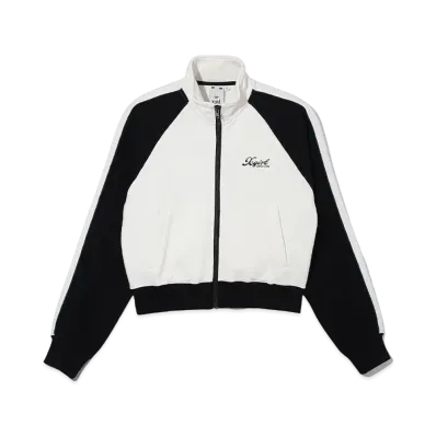 X-Girl Striped Sleeve Compact Zip Up Sweatshirt "White"