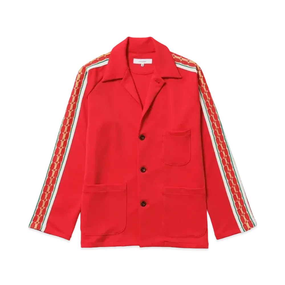 Sasquatchfabrix Lace Tape Track Lapel Jacket "Red"