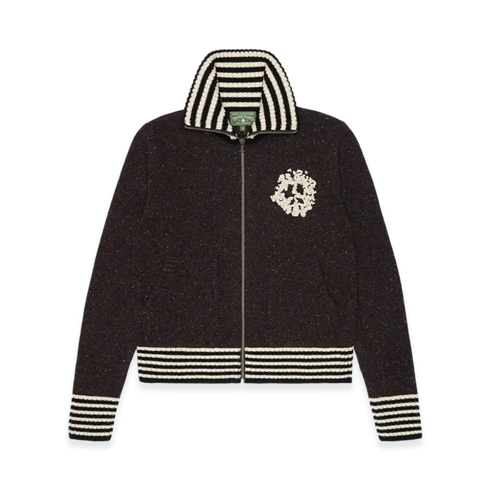 DENIM TEARS University Zip Up Sweater "Black"