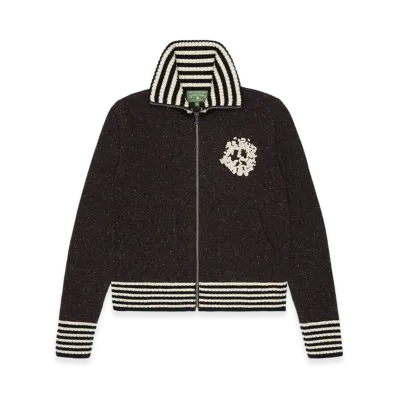 DENIM TEARS University Zip Up Sweater "Black"