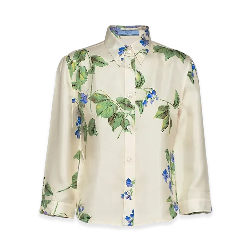 PRADA Women's Twill Shirt "Chalk White"