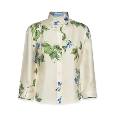 PRADA Women's Twill Shirt "Chalk White"