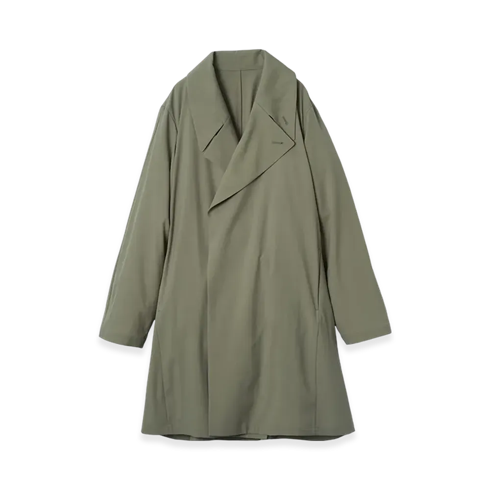 YOKE Super120'S Fine Wool Washer Tropical Double Breasted Coat "Graysh Khaki"