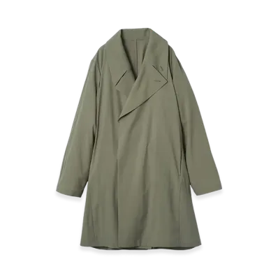 YOKE Super120'S Fine Wool Washer Tropical Double Breasted Coat "Graysh Khaki"