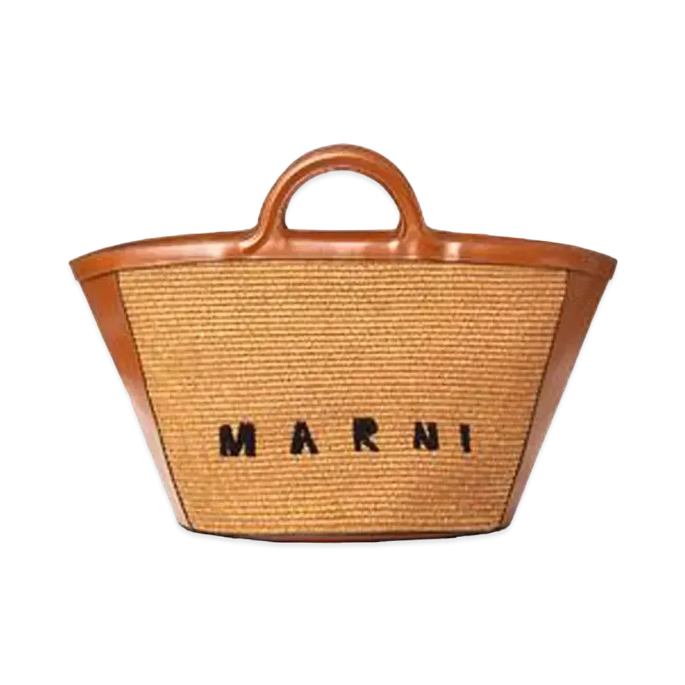 Marni Large TROPICALIA Bag in Leather and Raffia
