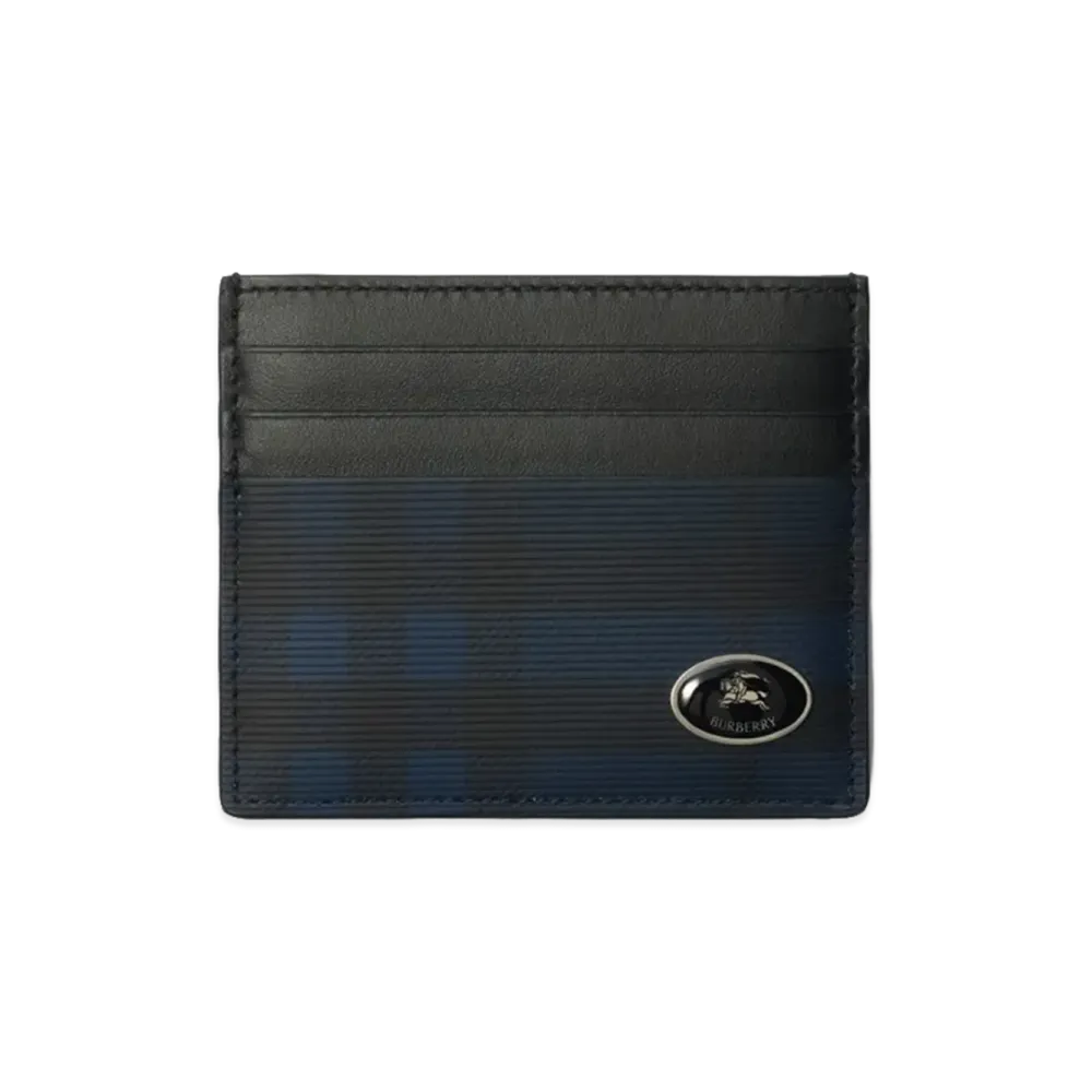 Burberry Tall Check Card Case "Navy"