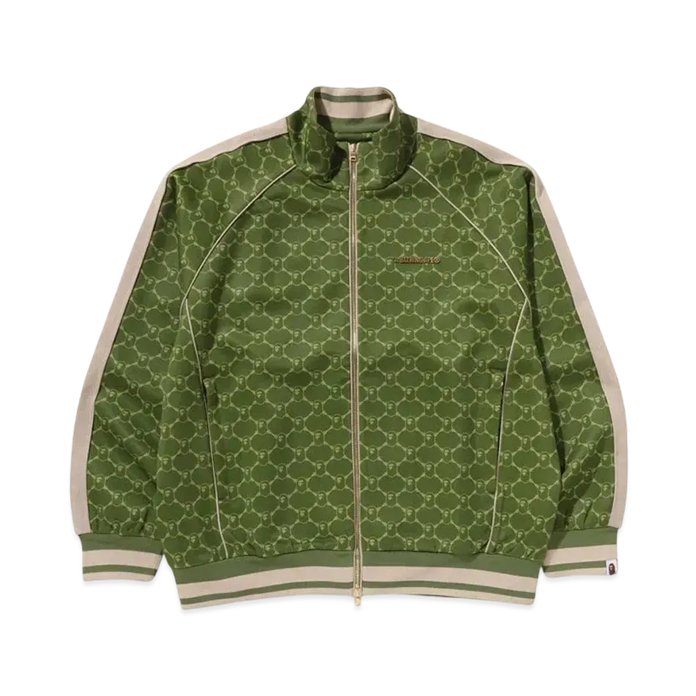 A BATHING APE College Monogram Logo Relaxed Fit Track Jacket "Olivedrab"