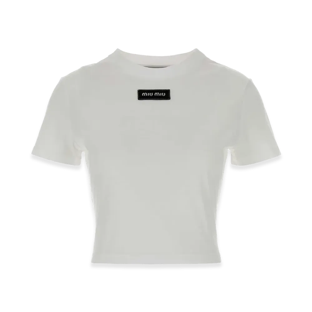 MIU MIU Women's Logo Patch T-Shirt "White"