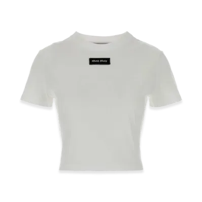 MIU MIU Women's Logo Patch T-Shirt "White"