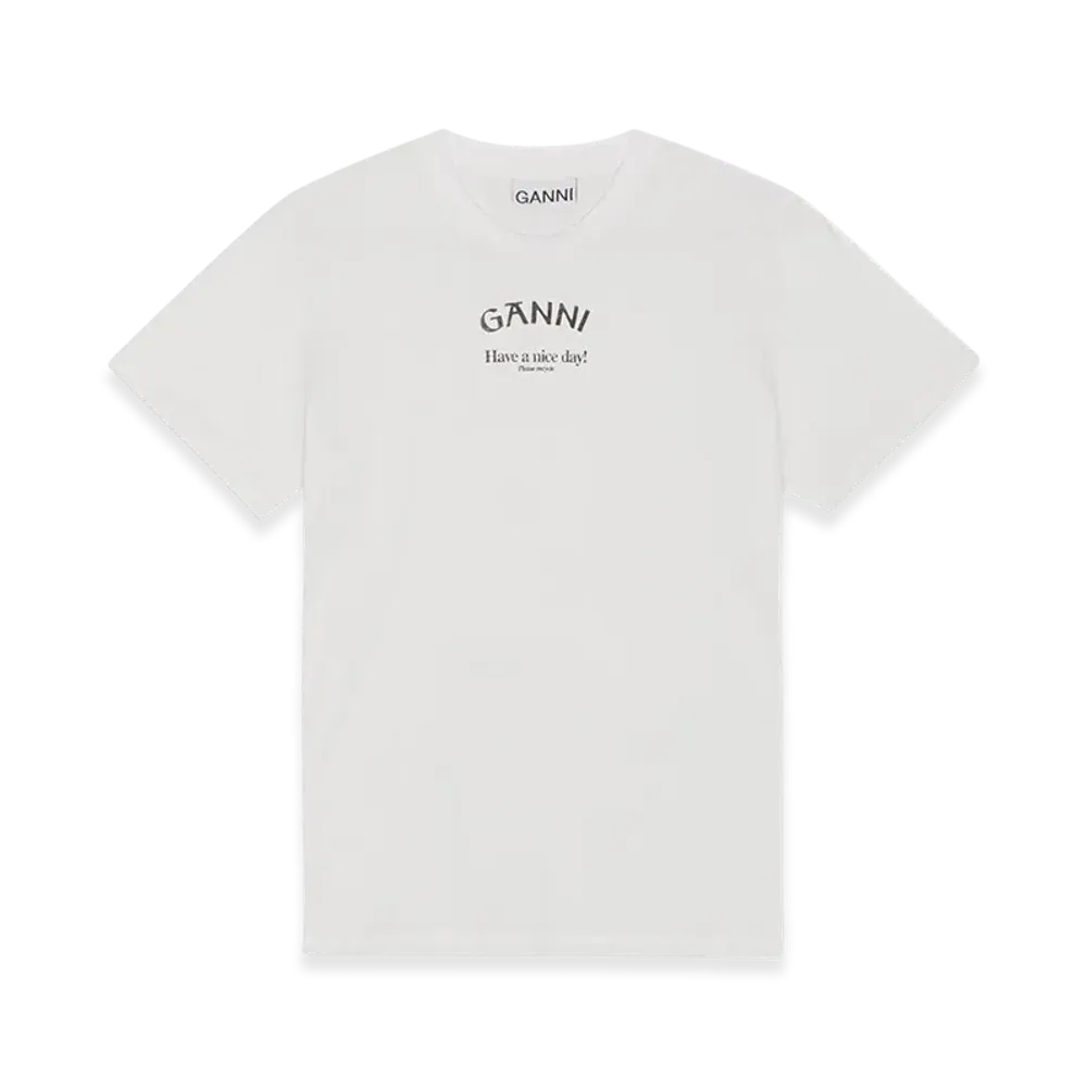 GANNI Relaxed O-Neck T-Shirt "Bright White"