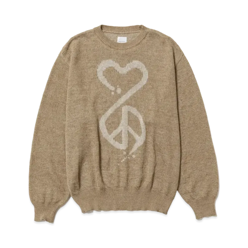 Sasquatchfabrix Calligraphic "Love & Peace" Knit "Beige"