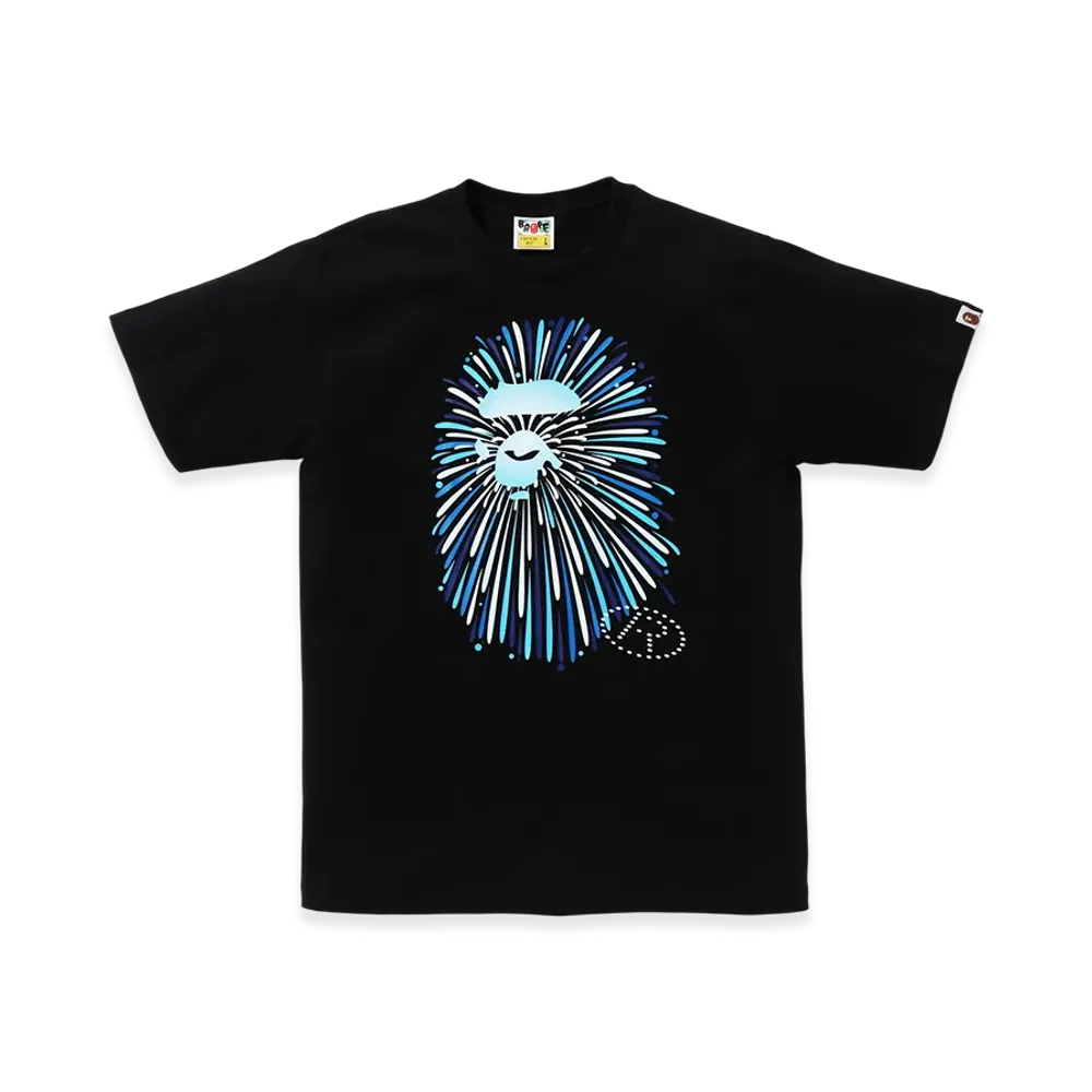 A BATHING APE Ape Head Firework Tee #1 "Balck/Blue"