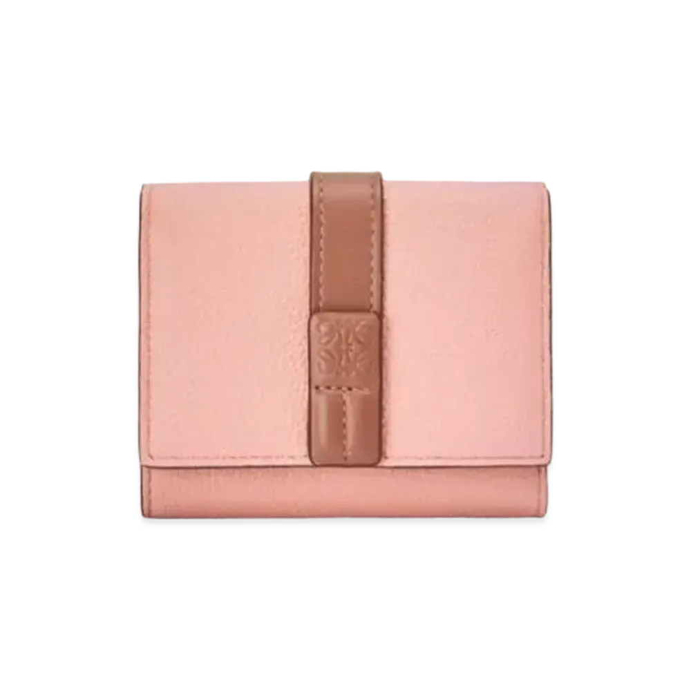 LOEWE Trifold Wallet In Soft Grained Calfskin "Blossom / Tan"