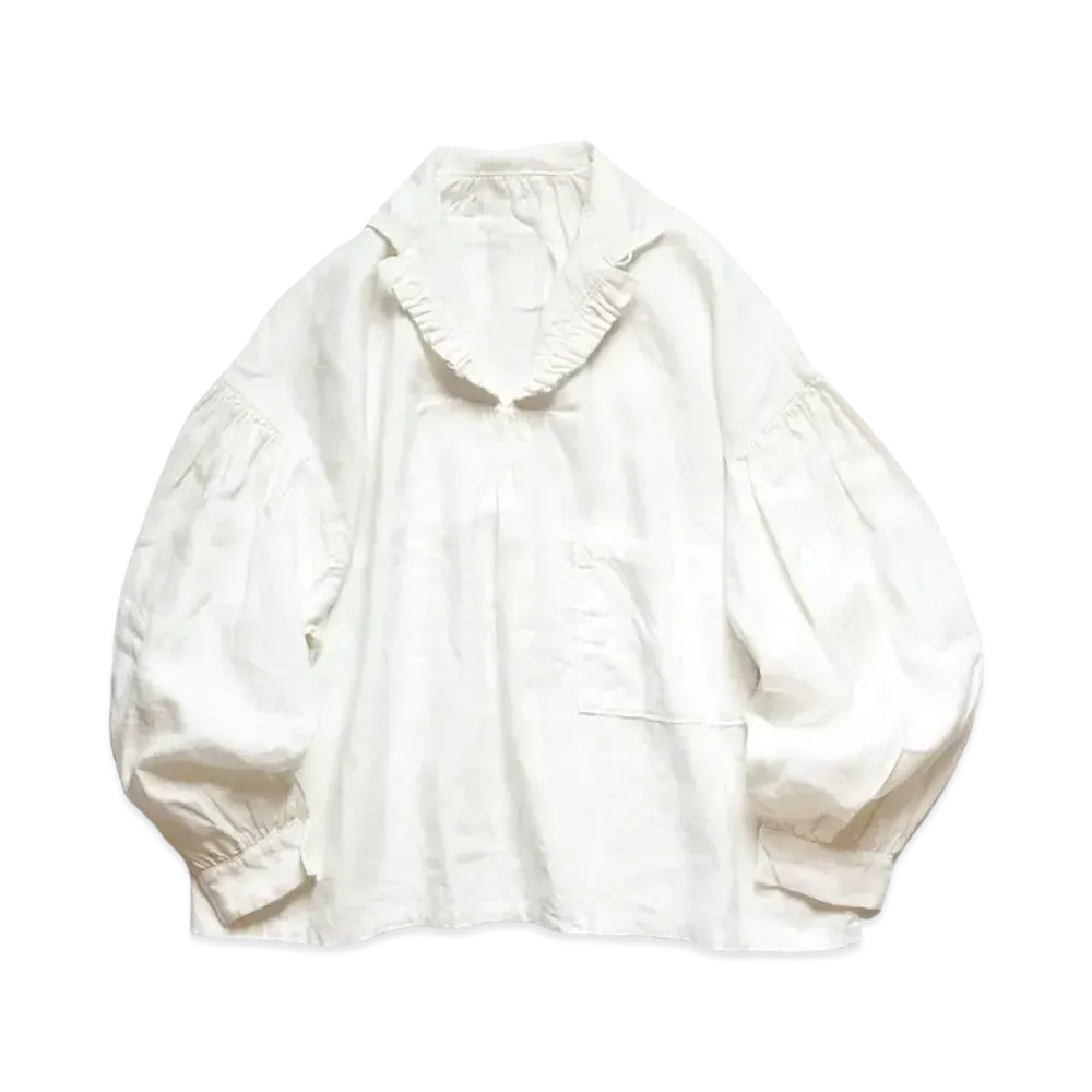 KAPITAL LINEN CANVAS FRILLE GIP SIEVE ROUS"White"