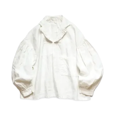 KAPITAL LINEN CANVAS FRILLE GIP SIEVE ROUS"White"