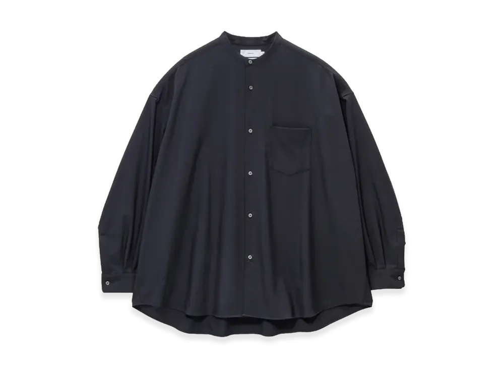 Graphpaper Extra Fine Wool L/S Oversized Band Collar Shirt "Black"