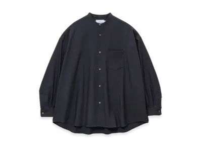 Graphpaper Extra Fine Wool L/S Oversized Band Collar Shirt "Black"