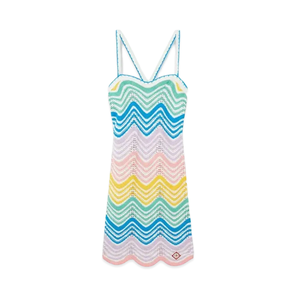 Casablanca Gradient Wave Crochet Dress "Multi"