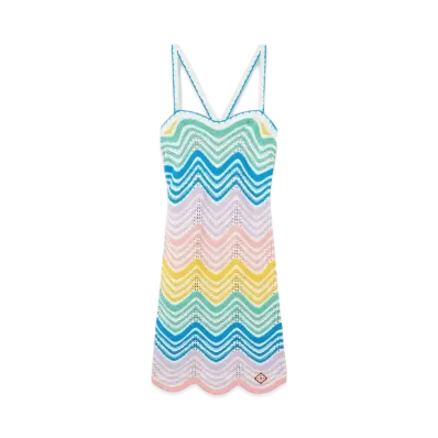 Casablanca Gradient Wave Crochet Dress "Multi"