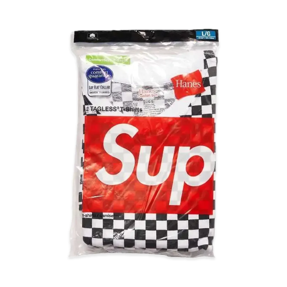 Supreme x Hanes Tagless Tees (2 Pack) "Checkerboard" (18SS)