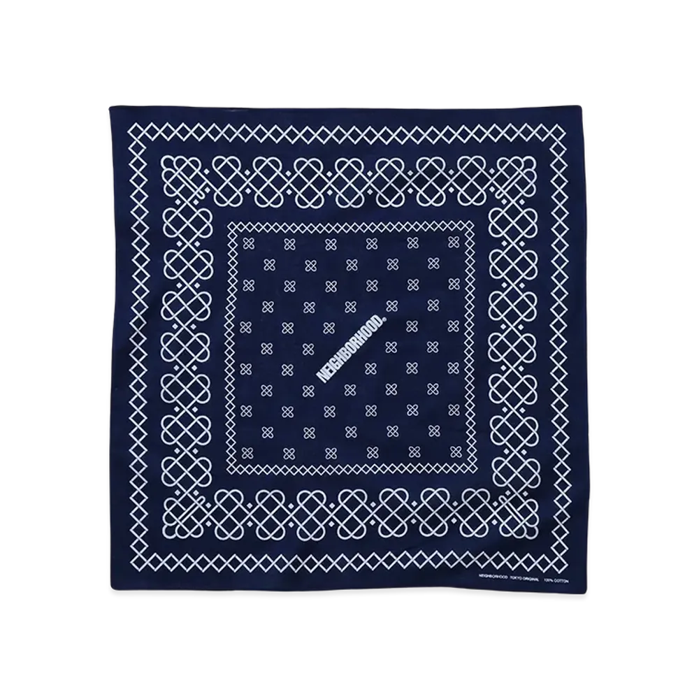 NEIGHBORHOOD Line Pattern Bandana "Navy"