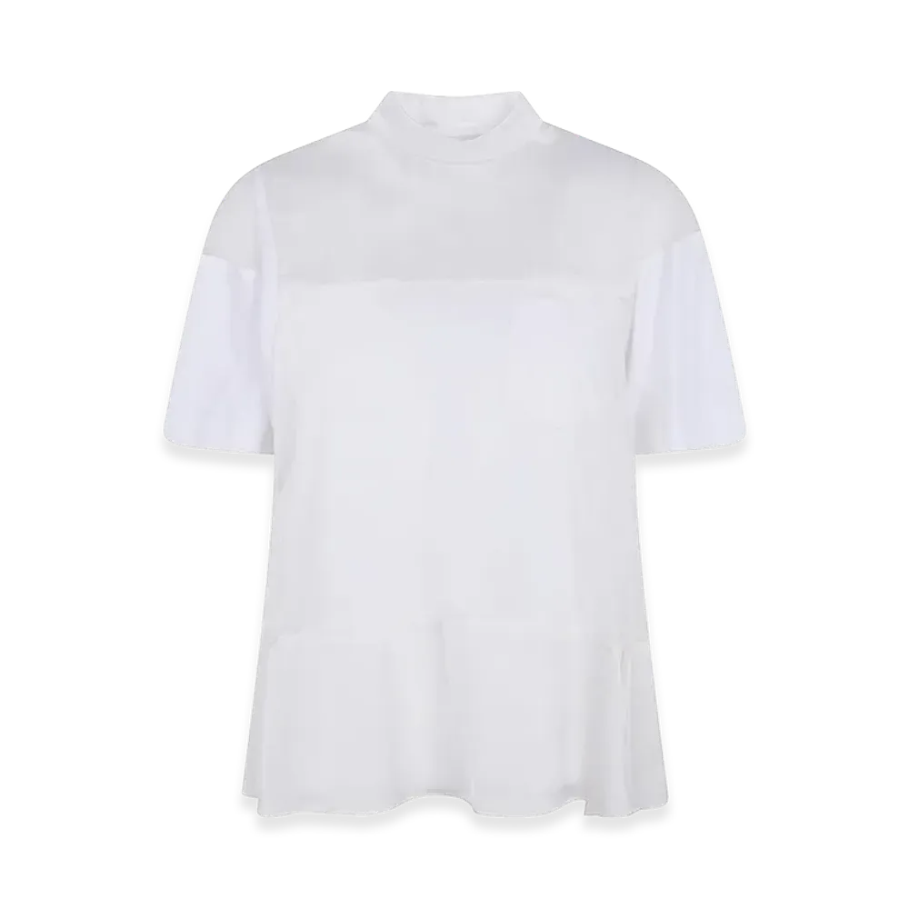 sacai Women's Satin X Cotton Jersey T-Shirt "White"