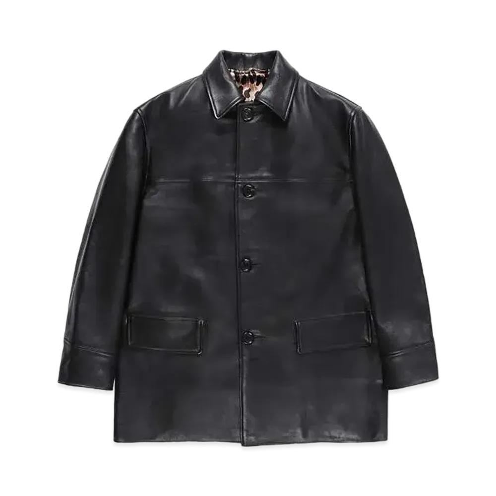 WACKO MARIA Leather Car Coat "Black"