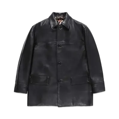 WACKO MARIA Leather Car Coat "Black"