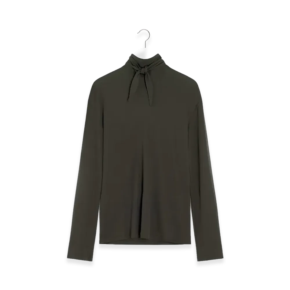 LEMAIRE Women's Long Sleeve Scarf Top "Dark Espresso"